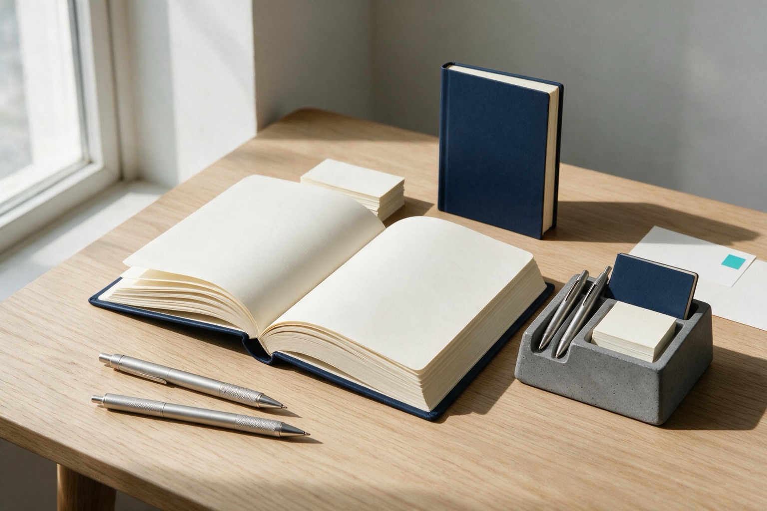Itens de escritório personalizados: canetas, cadernos, agendas